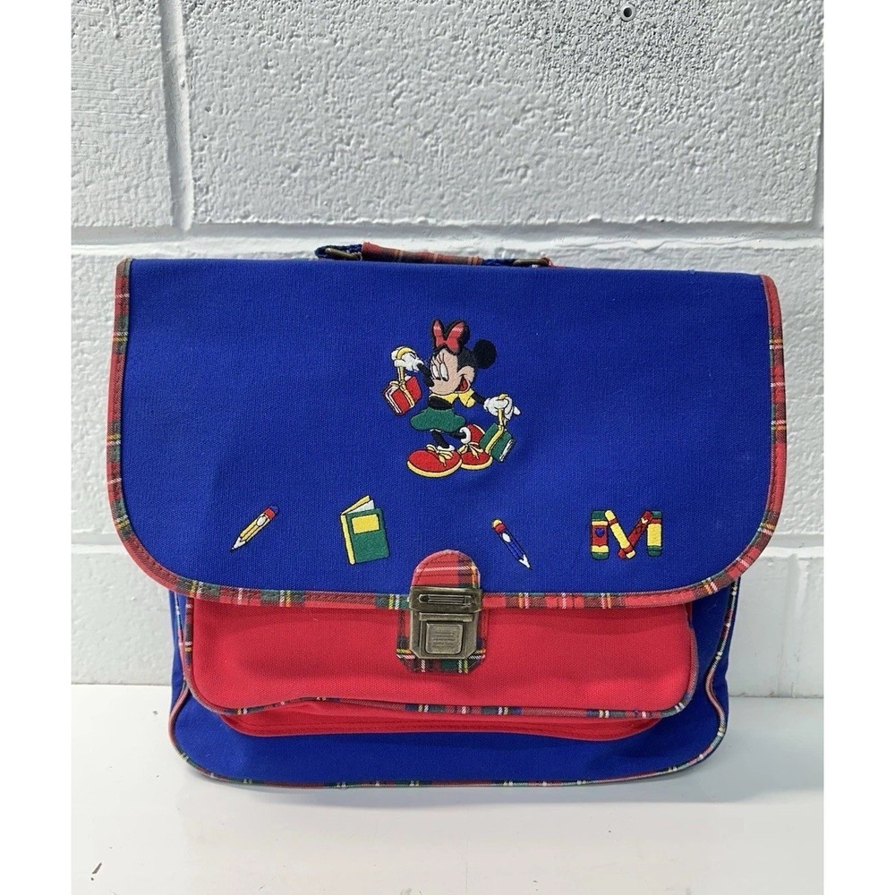 Vintage Minnie Mouse School Girl Square Disney Mini Kids Flip Top Backpack‎